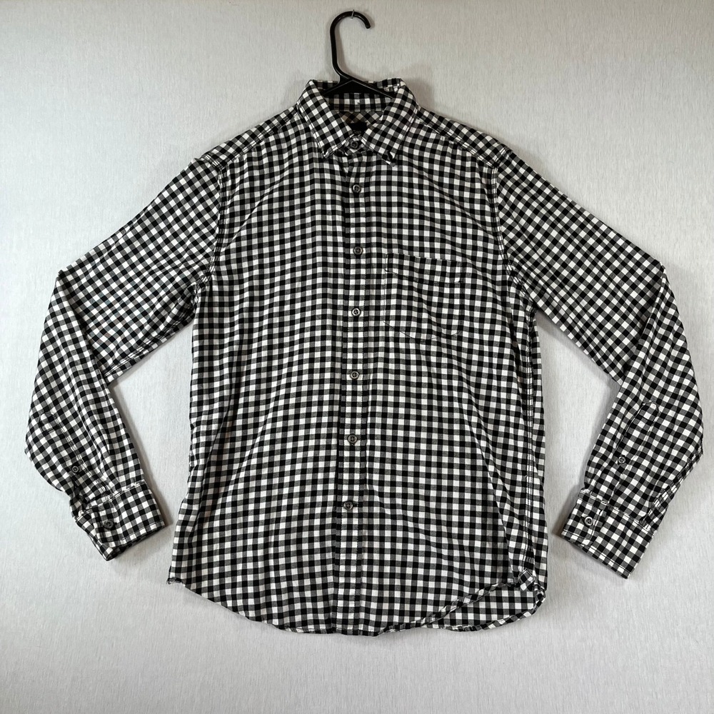 Gap Shirt Mens S Black White Gingham Check Cotton Long Sleeve Button Down Preppy